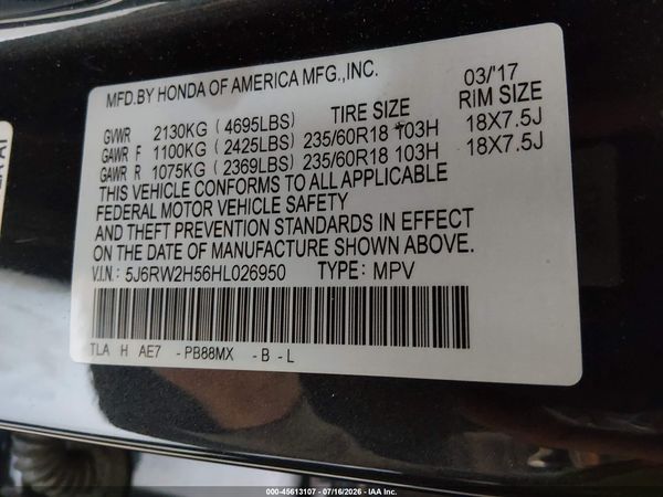 2017 HONDA CR-V EX