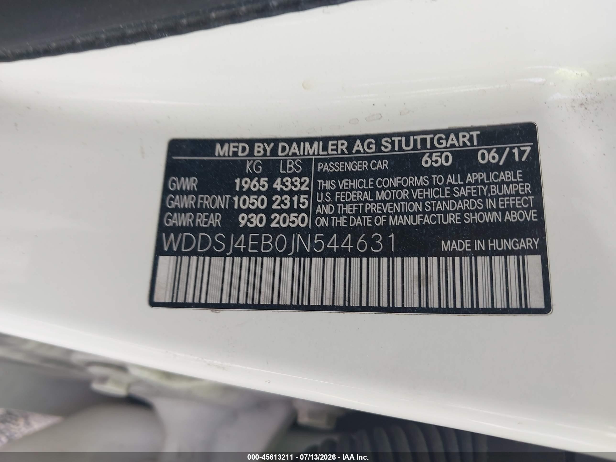 2018 MERCEDES-BENZ CLA 250 CLA250