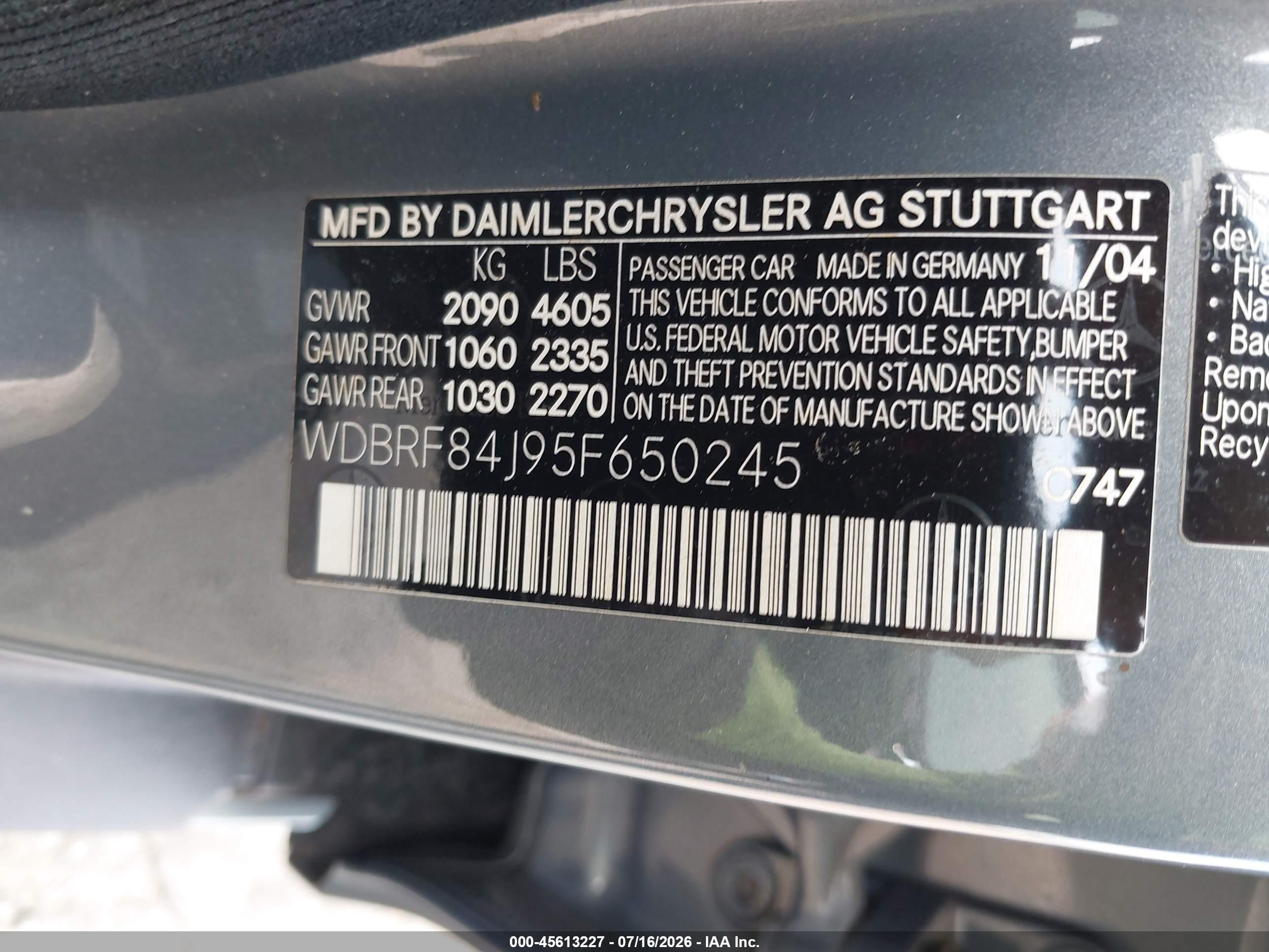 2005 MERCEDES-BENZ C 320 C240 4-Matic