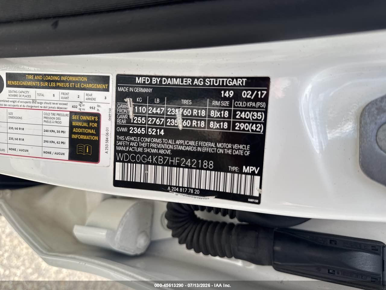 2017 MERCEDES-BENZ GLC 300 4MATIC