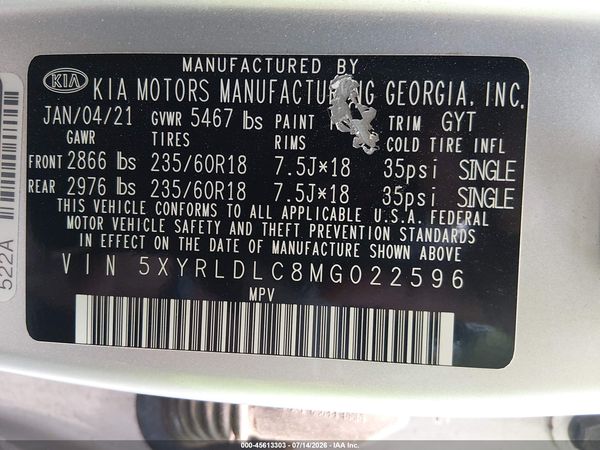 2021 KIA SORENTO S