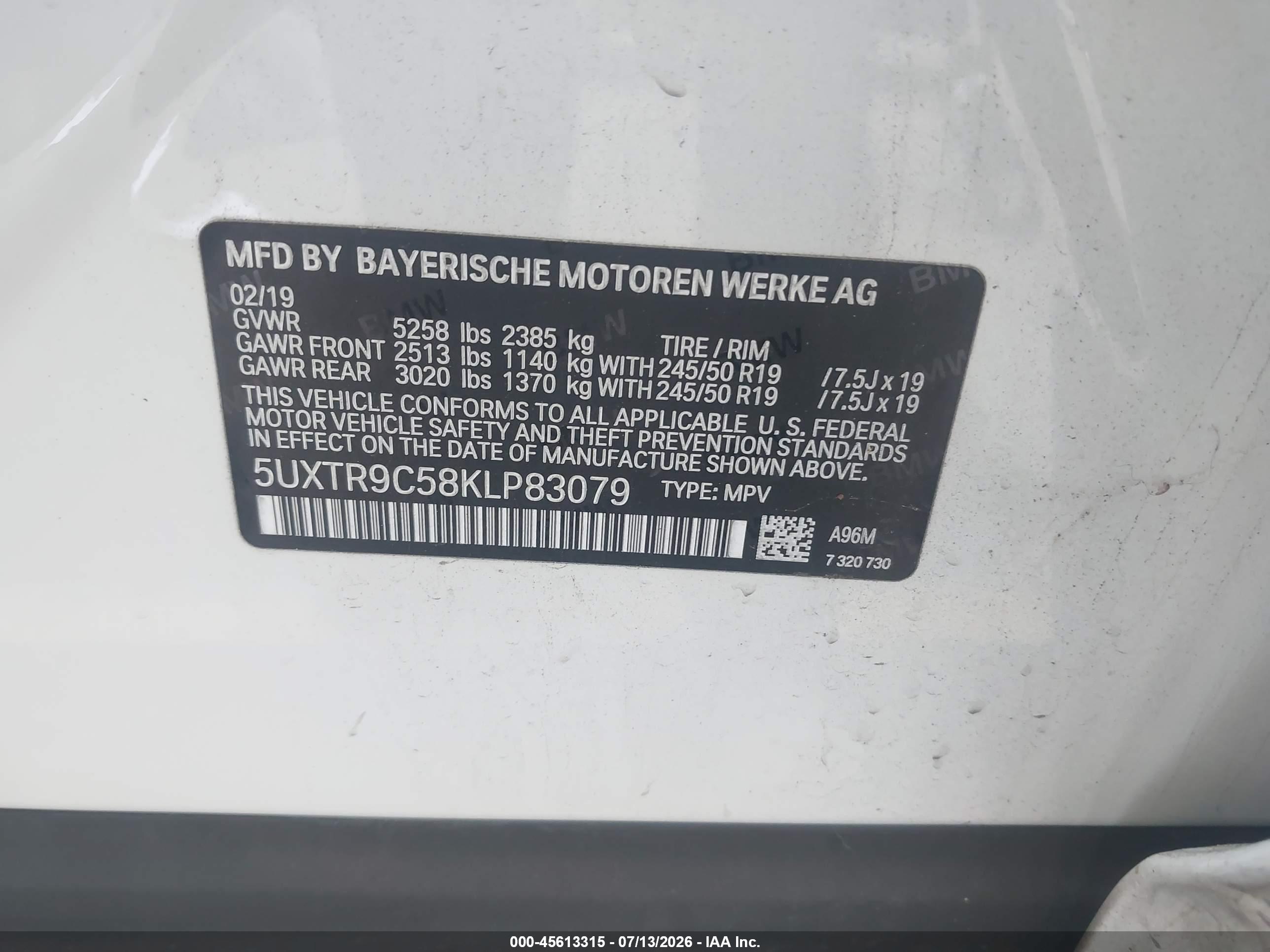2019 BMW X3 XDRIVE30I