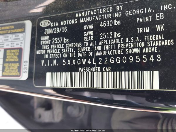 2016 KIA OPTIMA SX TURBO