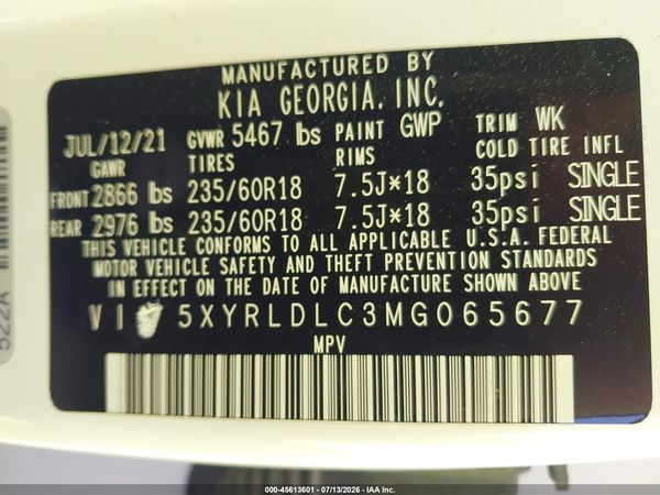2021 KIA SORENTO S