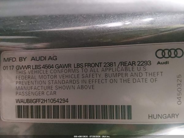2017 AUDI A3 2.0T PREMIUM