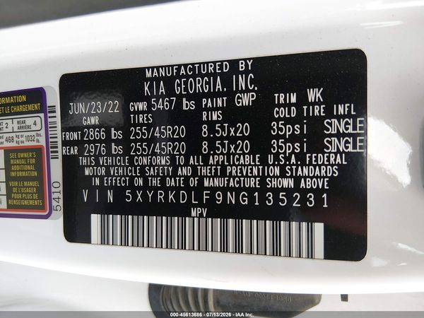 2022 KIA SORENTO SX