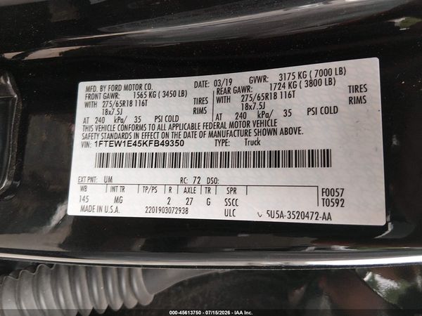 2019 FORD F-150 XLT