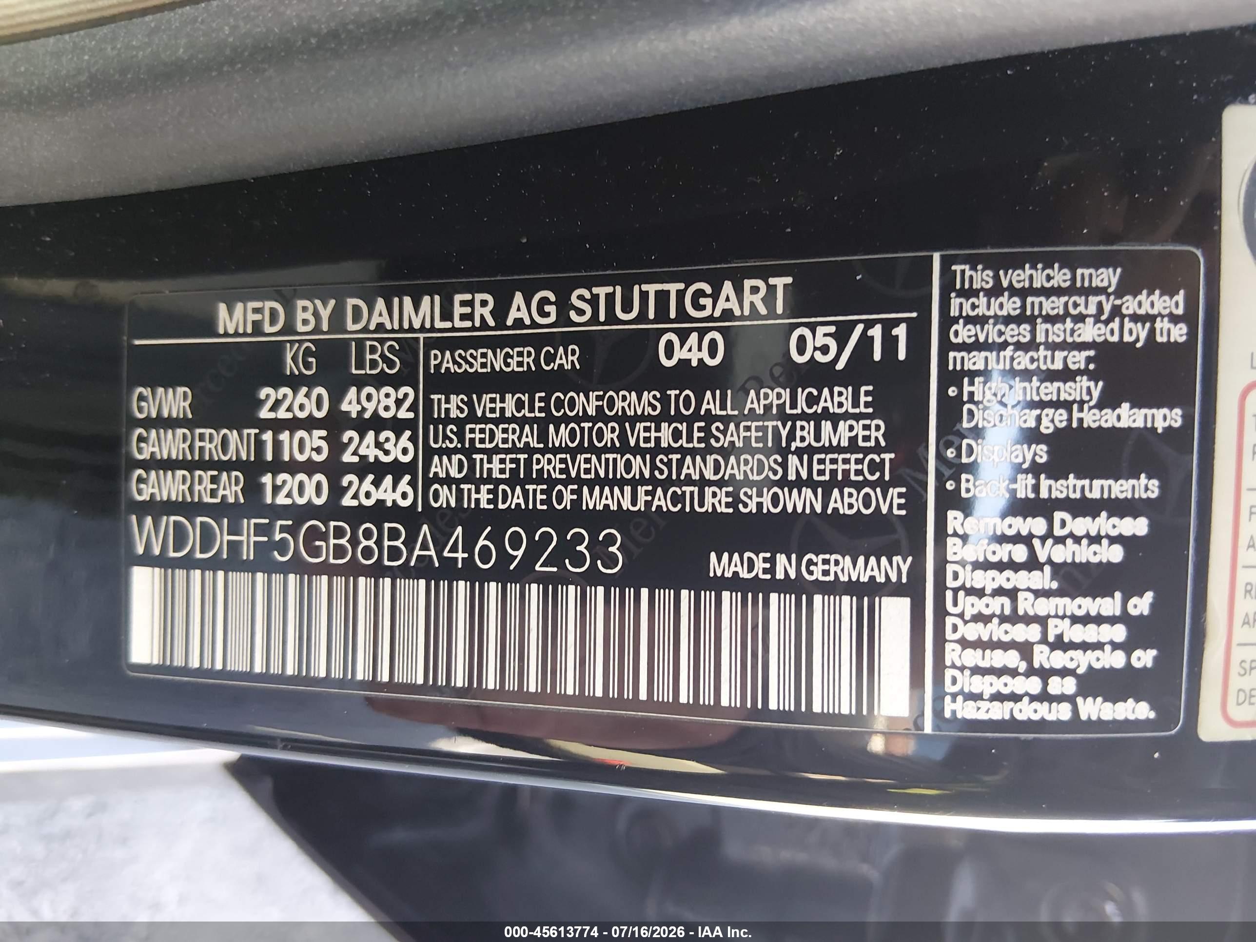 2011 MERCEDES-BENZ E E350