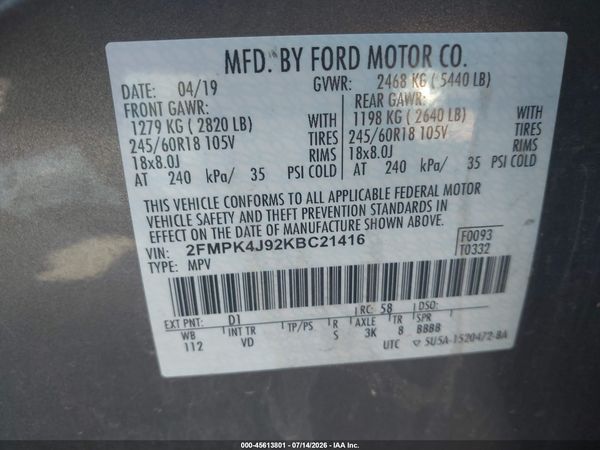 2019 FORD EDGE SEL