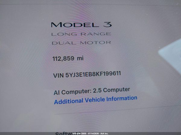 2019 TESLA MODEL 3 LONG RANGE/PERFORMANCE