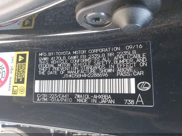 2017 LEXUS CT 200H
