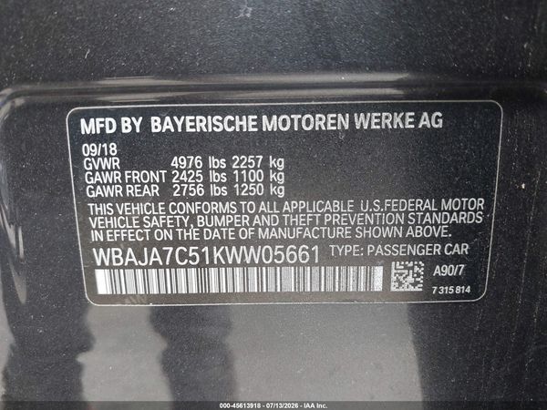 2019 BMW 5 SERIES 530I XDRIVE — I9