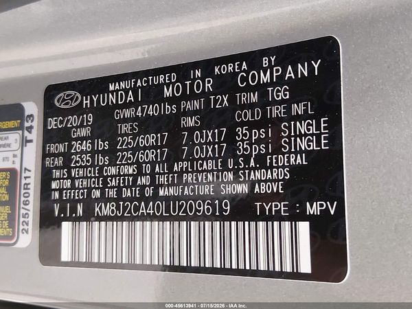 2020 HYUNDAI TUCSON SE