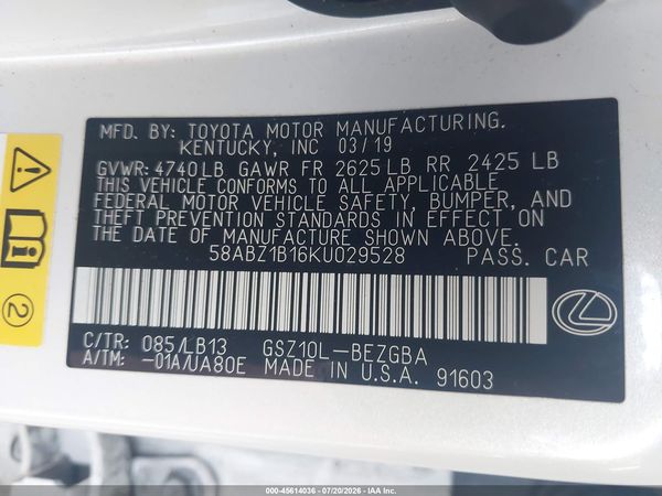 2019 LEXUS ES 350 LUXURY