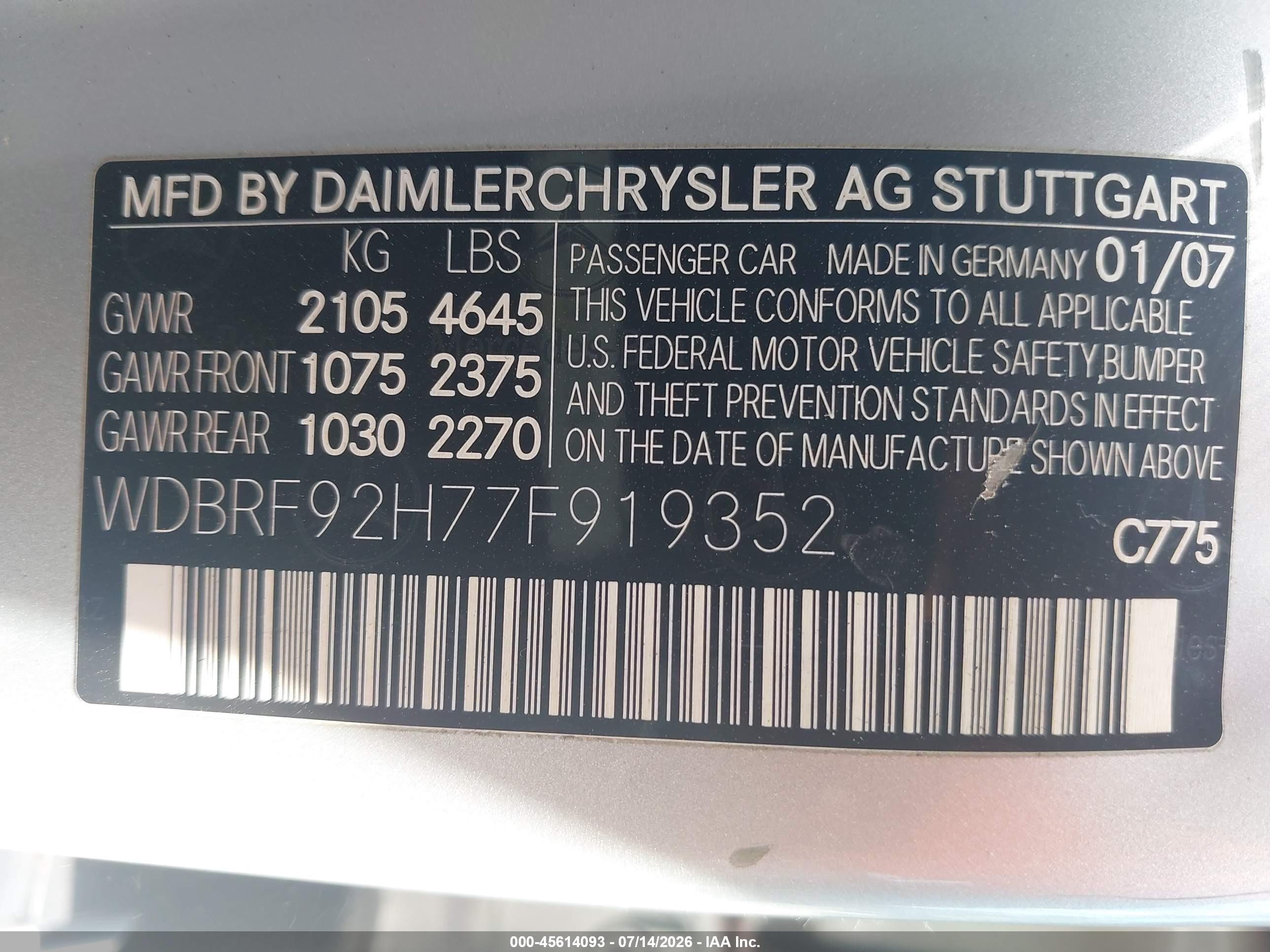 2007 MERCEDES-BENZ C 280 C280 4 MATIC