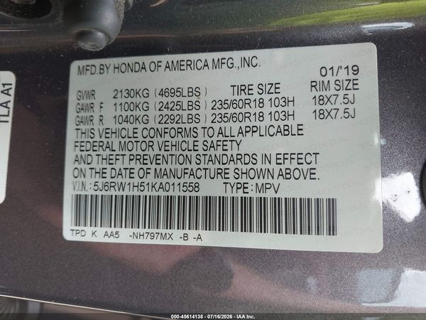 2019 HONDA CR-V EX