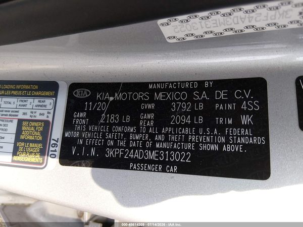 2021 KIA FORTE LXS