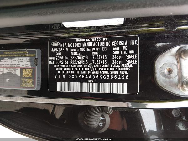 2019 KIA SORENTO 3.3L EX