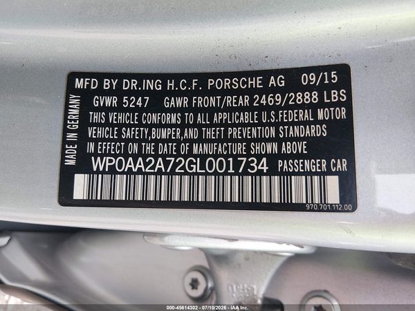 2016 PORSCHE PANAMERA 4