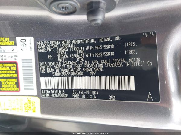 2015 TOYOTA SIENNA — I9