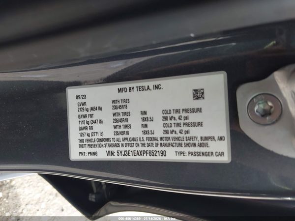 2023 TESLA MODEL 3 REAR-WHEEL DRIVE