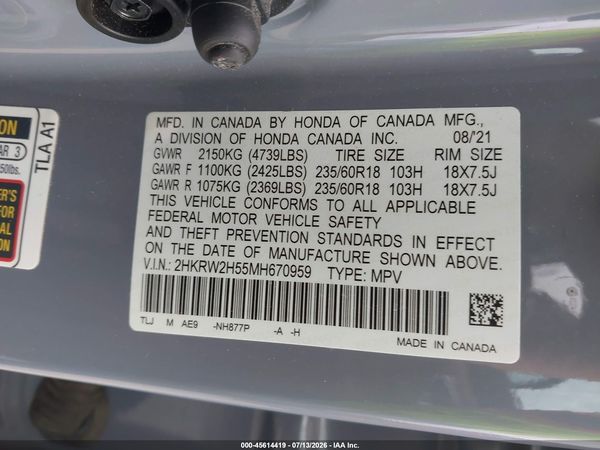 2021 HONDA CR-V AWD EX