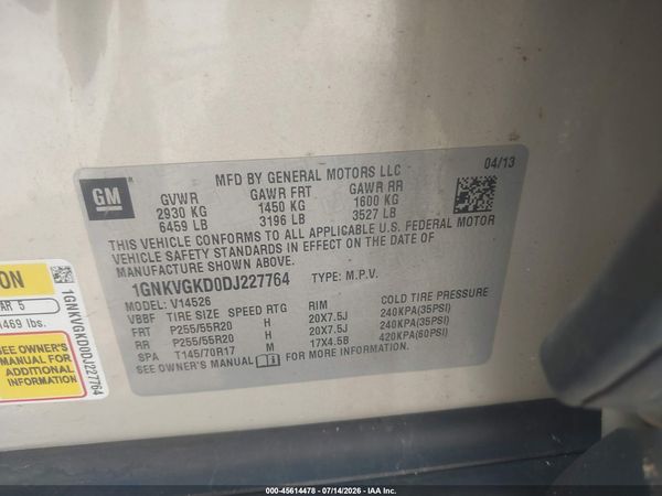 2013 CHEVROLET TRAVERSE LT — I9