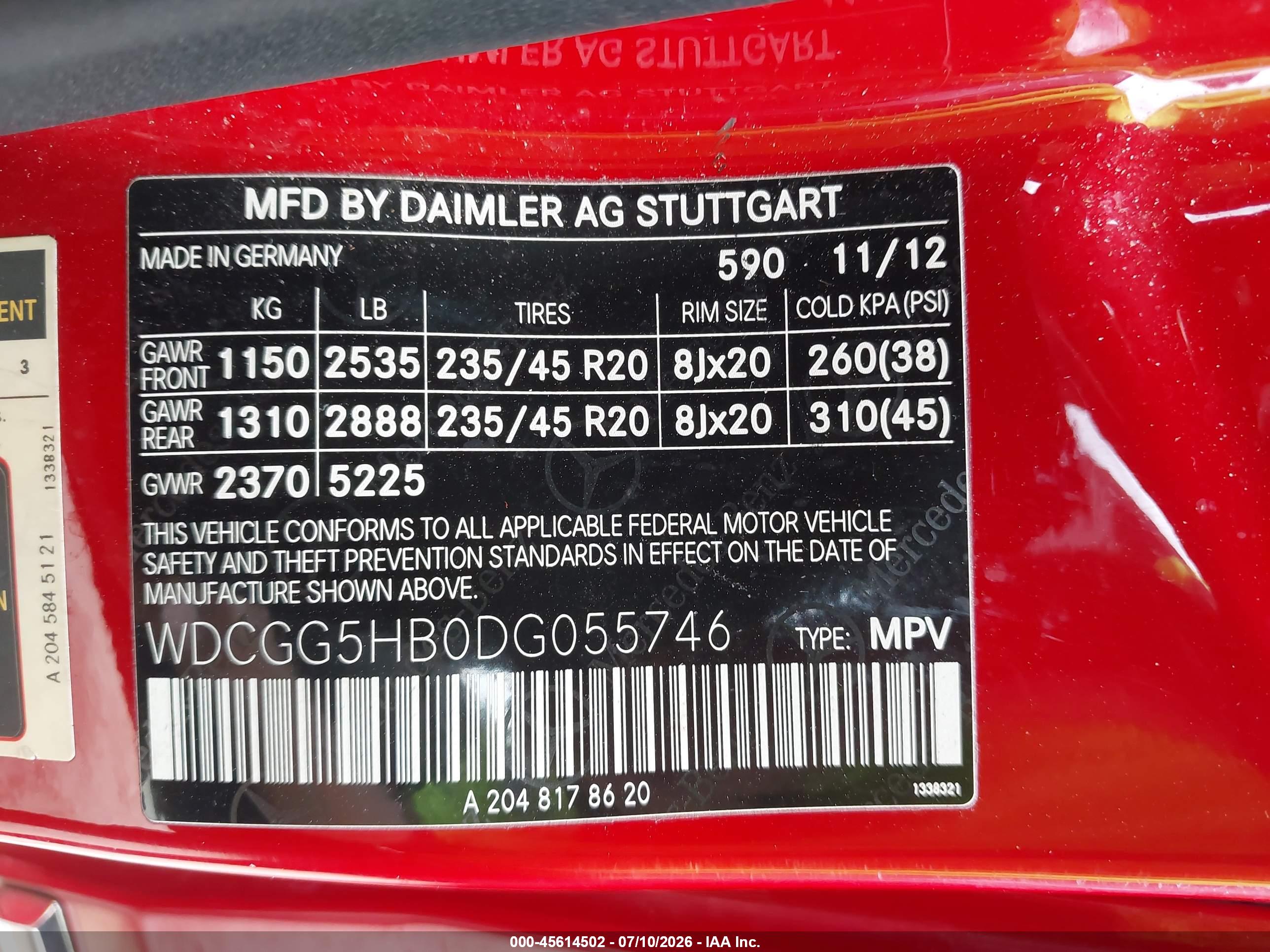2013 MERCEDES-BENZ GLK 350 GLK350