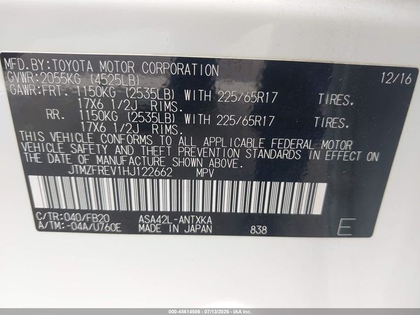 2017 TOYOTA RAV4 LE