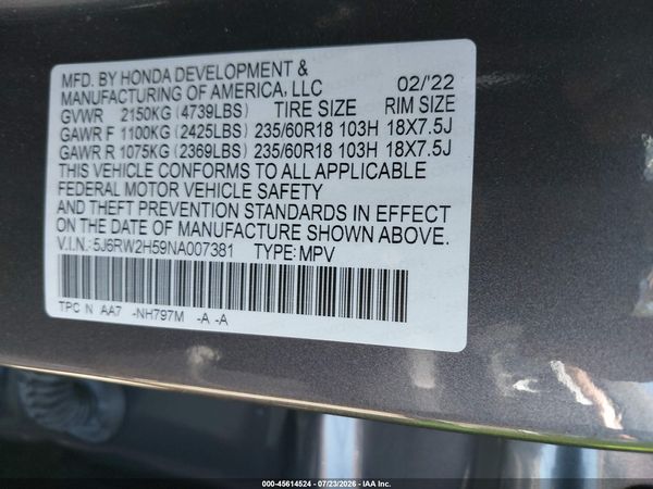 2022 HONDA CR-V AWD EX