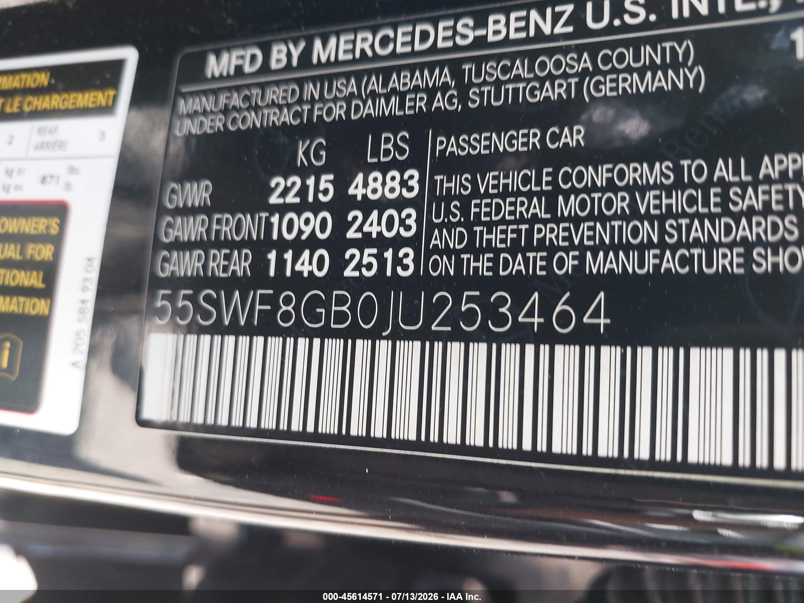 2018 MERCEDES-BENZ AMG C 63