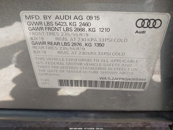 2016 AUDI Q5 2.0T PREMIUM