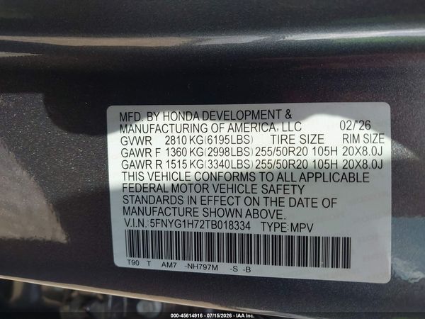 2026 HONDA PILOT TOURING/TOURING BLACKOUT