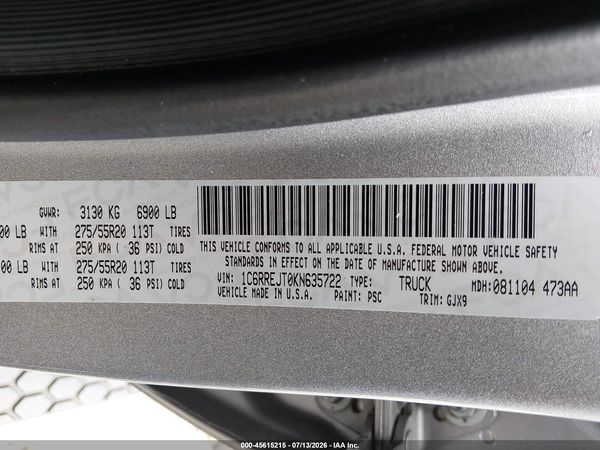 2019 RAM 1500 LARAMIE  4X2 5'7 BOX