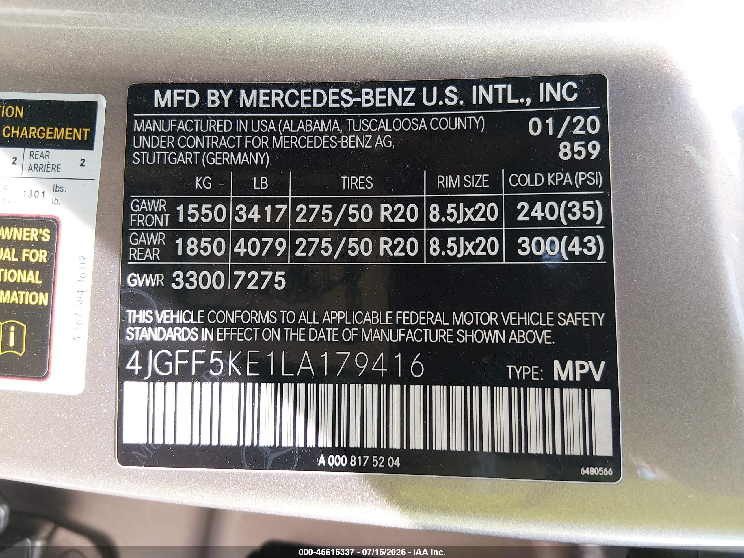 2020 MERCEDES-BENZ GLS 450 4MATIC