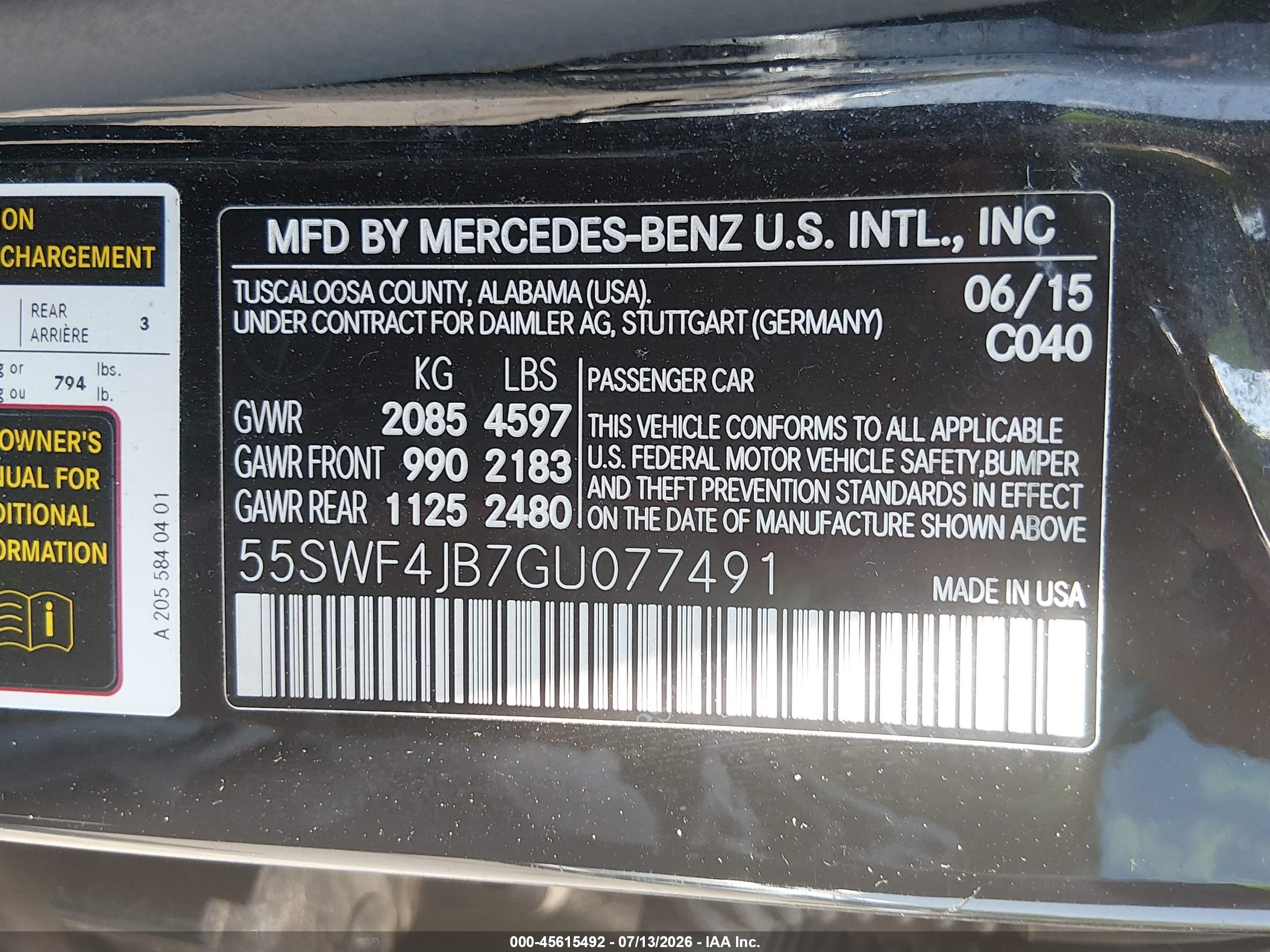 2016 MERCEDES-BENZ C 300 C300