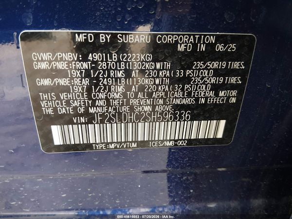 2025 SUBARU FORESTER SPORT — I9