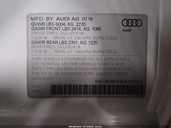 2019 AUDI A4 ALLROAD 45 PREMIUM