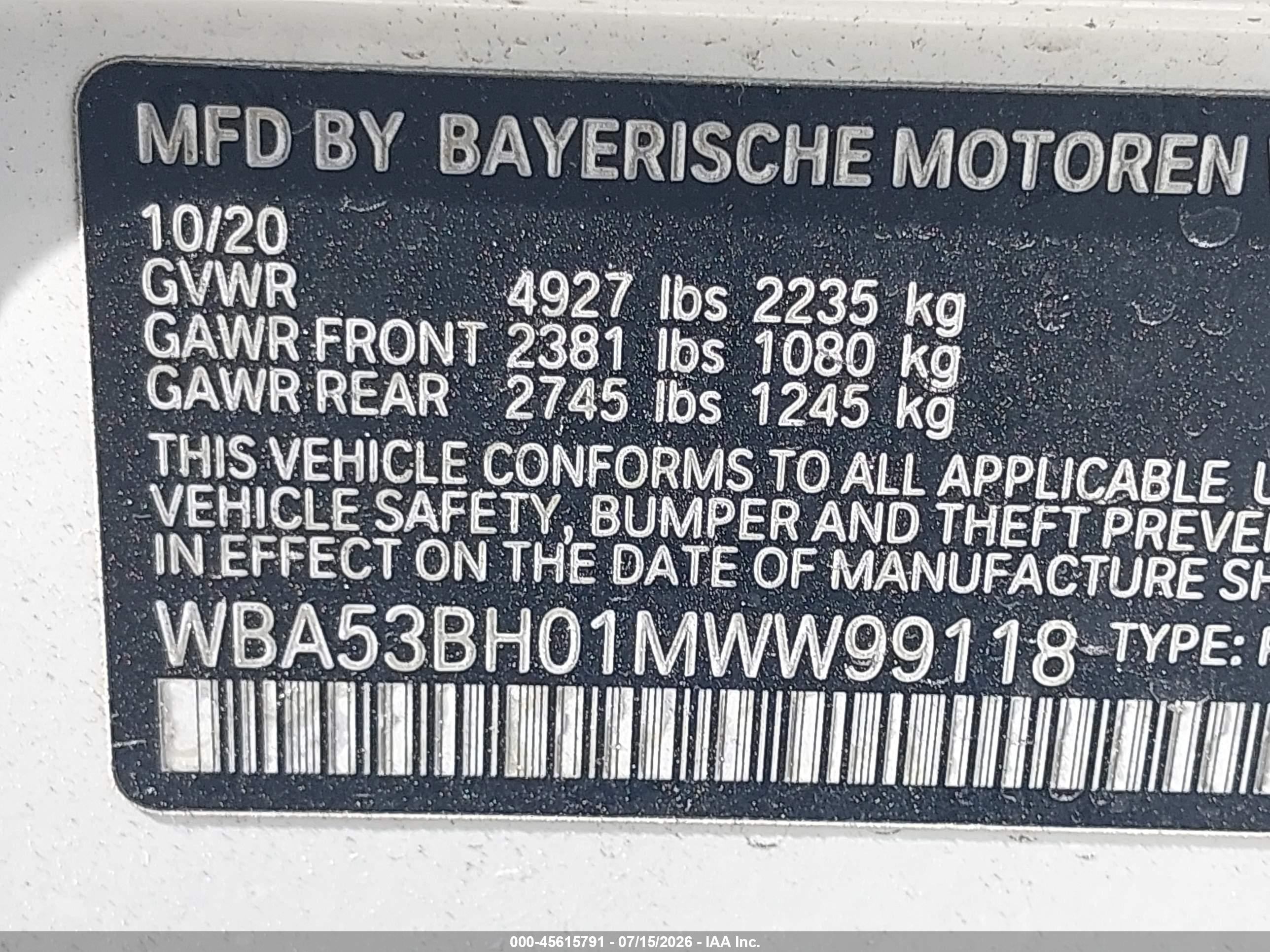2021 BMW 530I