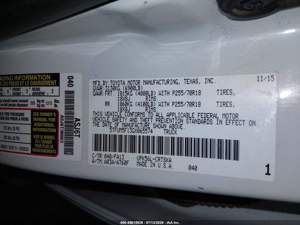 2016 TOYOTA TUNDRA SR 4.6L V8