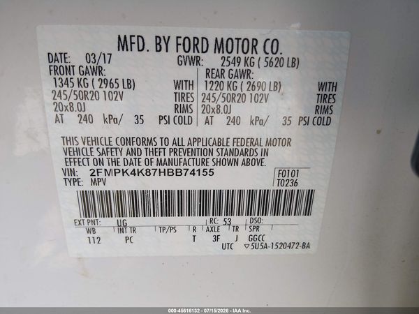 2017 FORD EDGE TITANIUM — I9