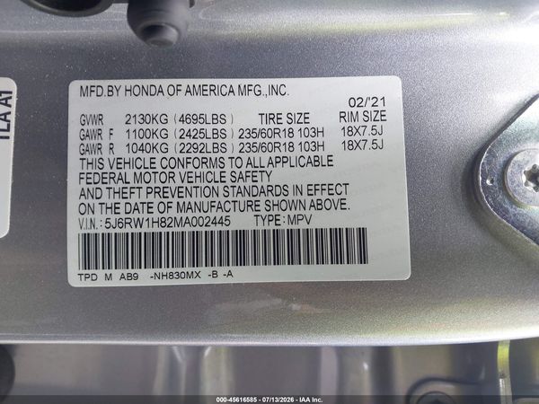 2021 HONDA CR-V 2WD EX-L