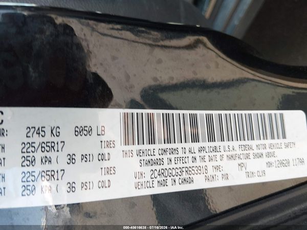 2015 DODGE GRAND CARAVAN SXT PLUS — I9
