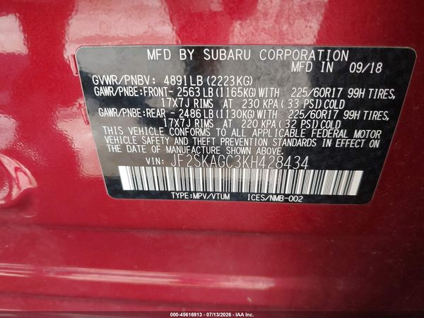 2019 SUBARU FORESTER PREMIUM — I9