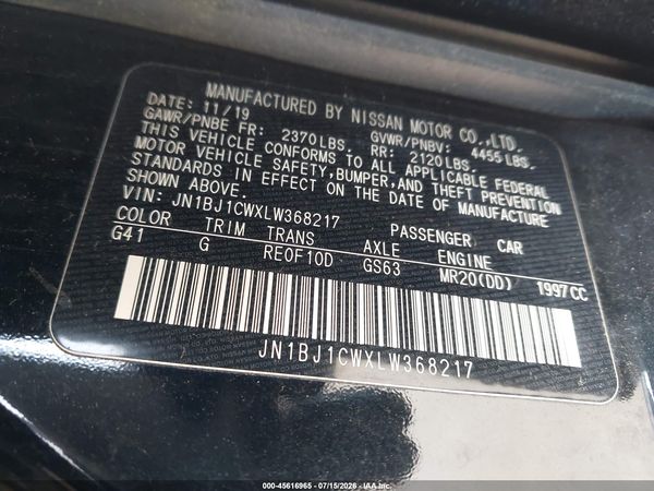 2020 NISSAN ROGUE SPORT SV AWD XTRONIC CVT