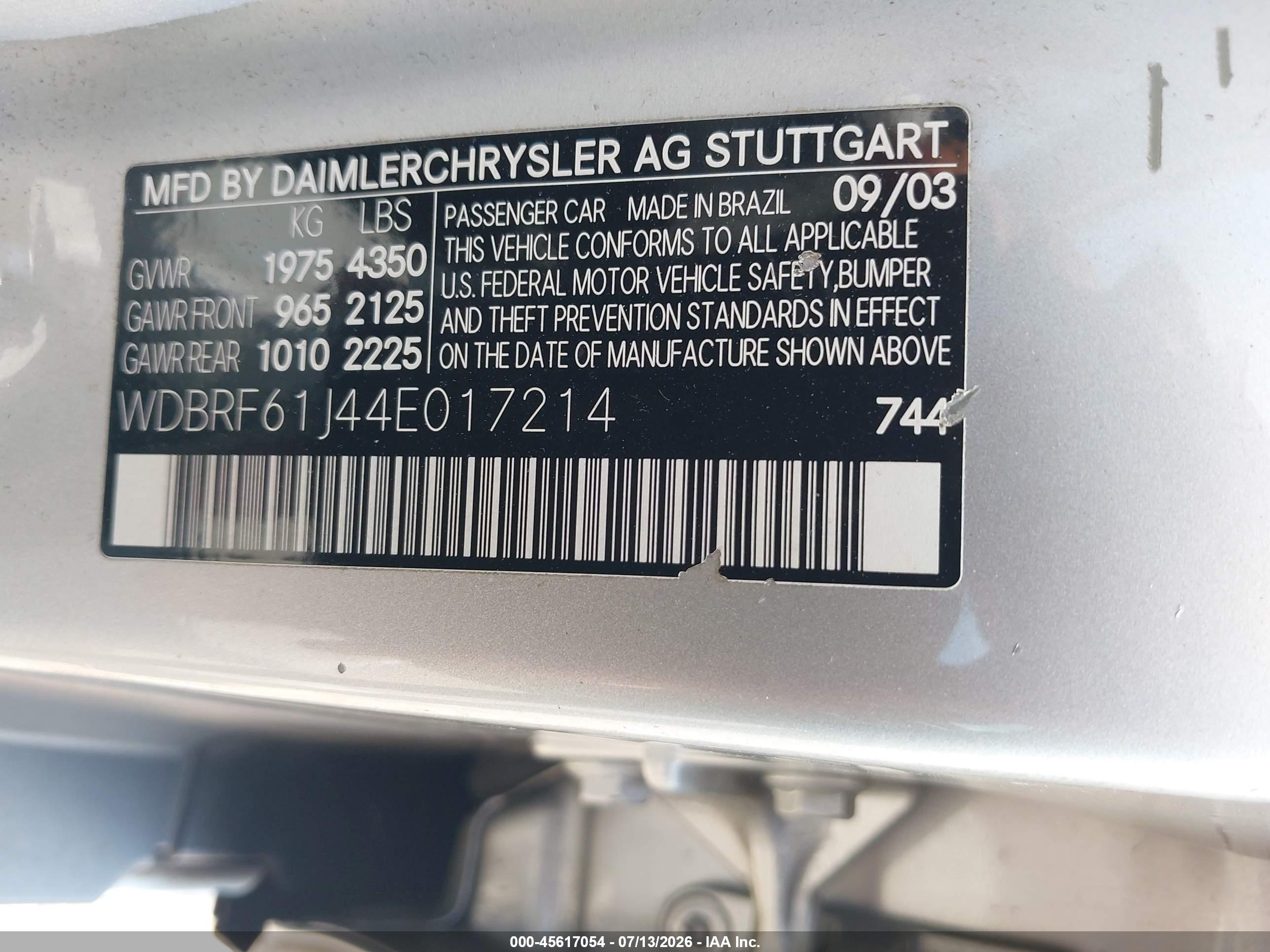 2004 MERCEDES-BENZ C 240 C240