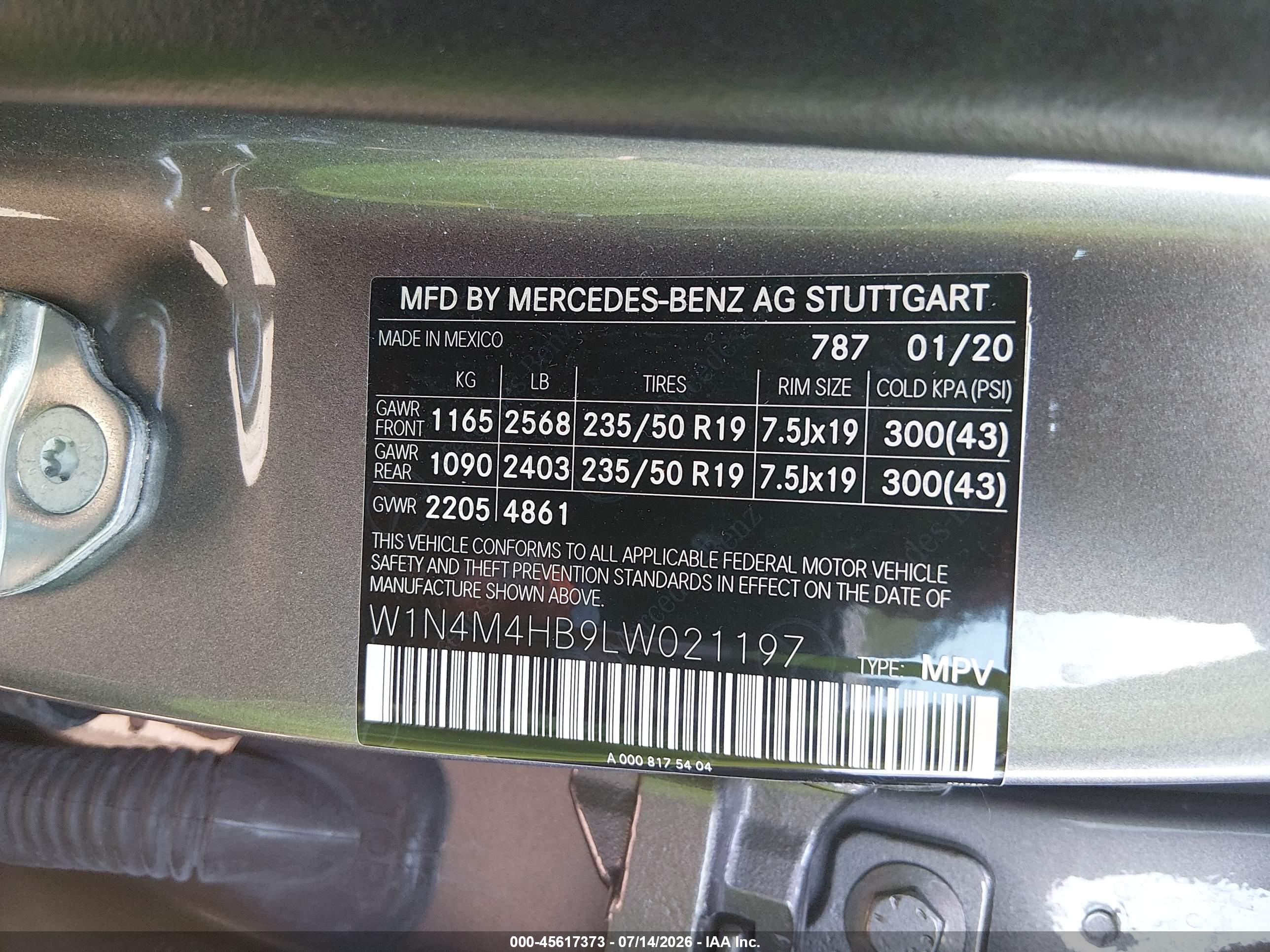 2020 MERCEDES-BENZ GLB 250 4MATIC