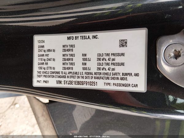 2025 TESLA MODEL 3
