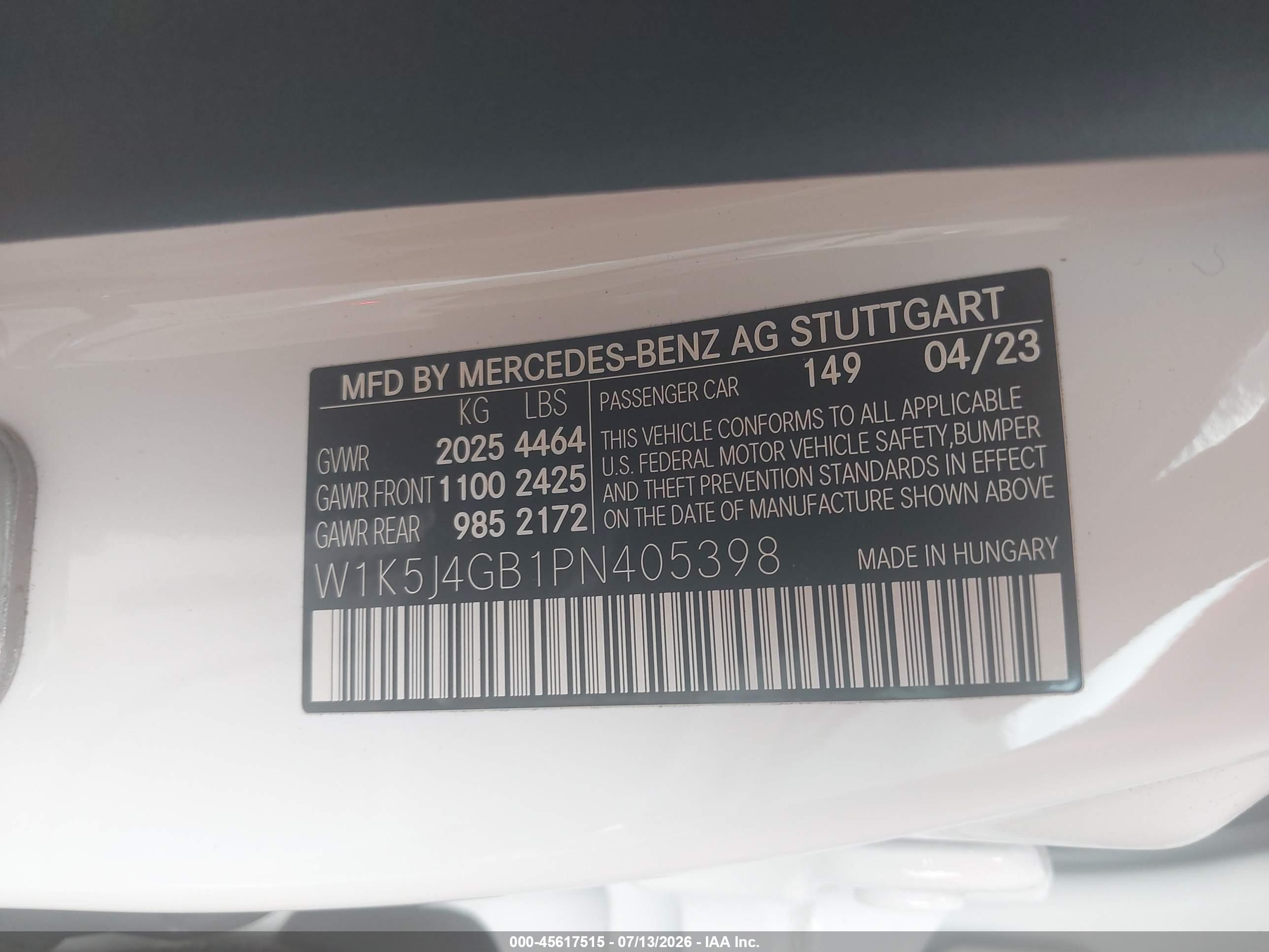 2023 MERCEDES-BENZ CLA 250 COUPE CLA250
