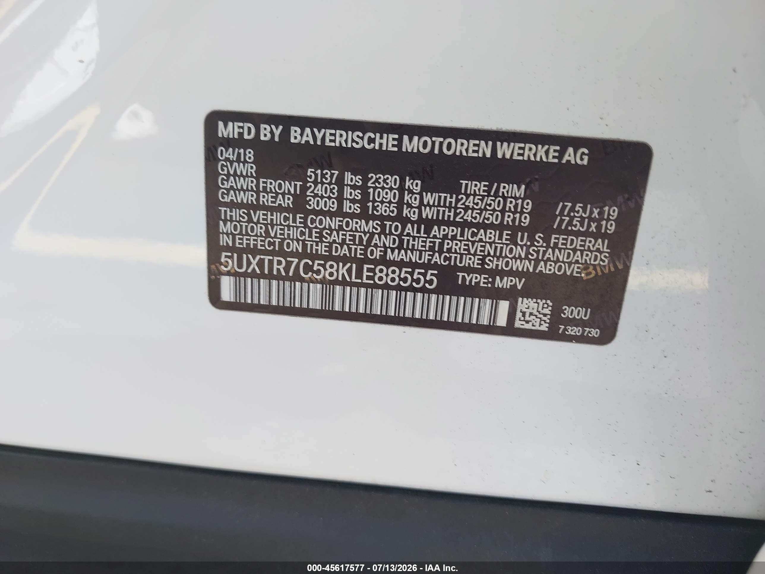 2019 BMW X3 SDRIVE30I